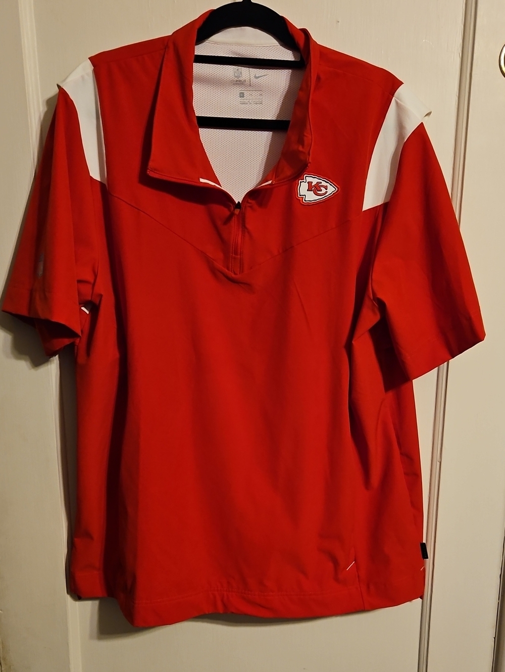 Nike Red and White Kansas City Chiefs Short-Sleeve Quarter-Zip Pullover